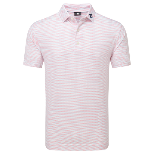 FootJoy Wiggle Print Lisle Golf Polo Shirt - White/Skyway/Pink Lemonade