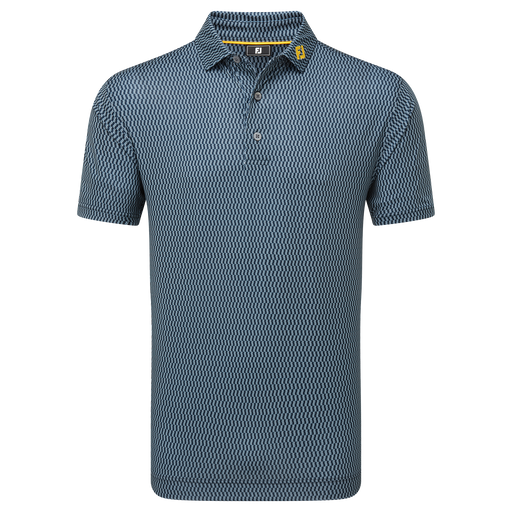 FootJoy Wiggle Print Lisle Golf Polo Shirt - Navy/Grey/White