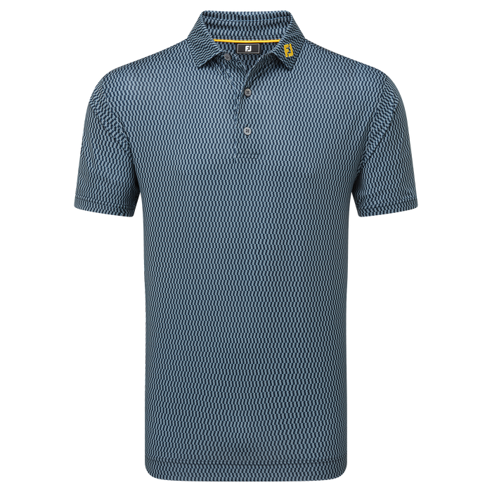 FootJoy Wiggle Print Lisle Golf Polo Shirt - Navy/Grey/White