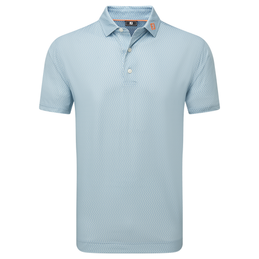 FootJoy Wiggle Print Lisle Golf Polo Shirt - Blue Jay/Pistachio/White