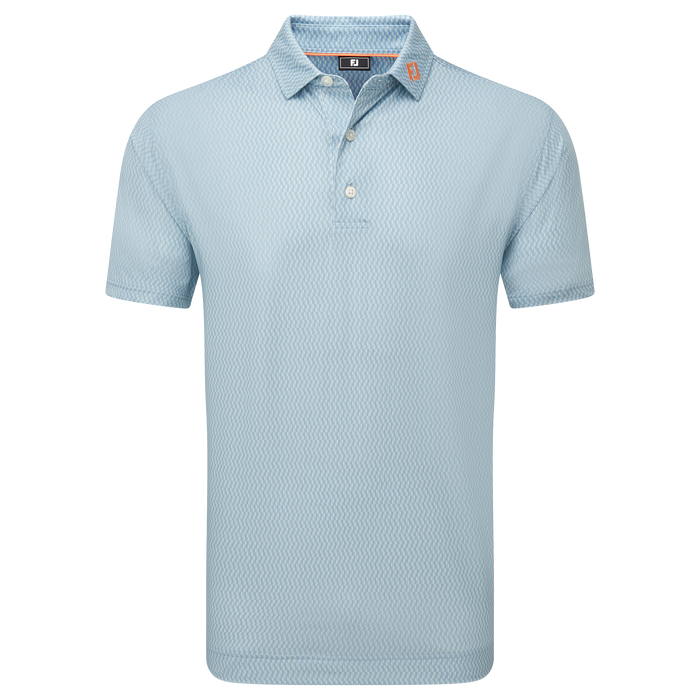 FootJoy Wiggle Print Lisle Golf Polo Shirt - Blue Jay/Pistachio/White