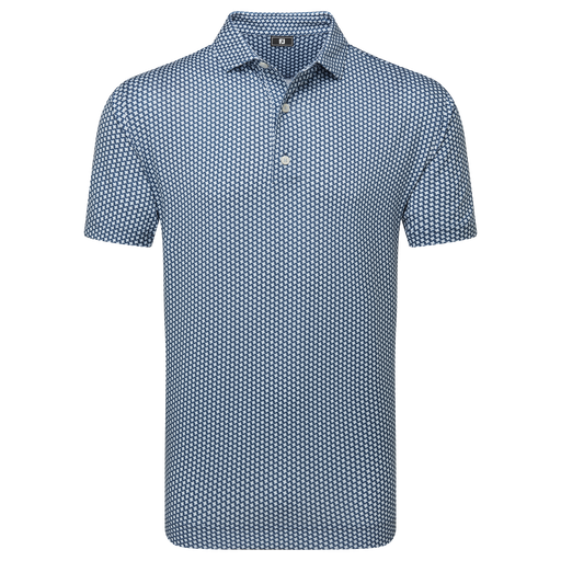 FootJoy Houndstooth Geo Lisle Golf Polo Shirt - Dark Denim