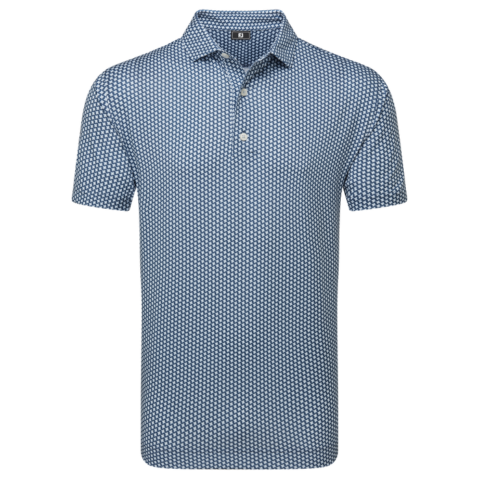 FootJoy Houndstooth Geo Lisle Golf Polo Shirt - Dark Denim