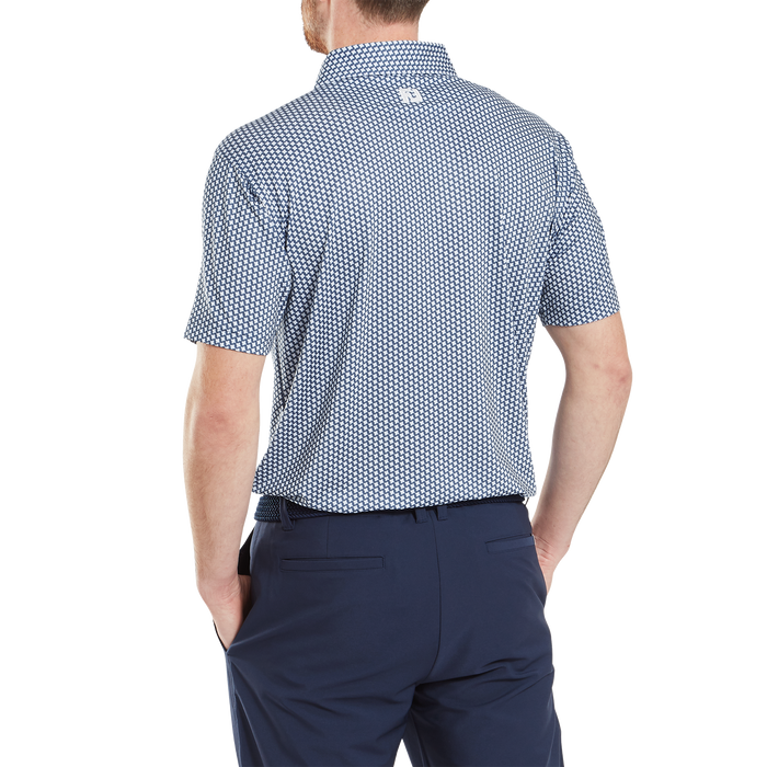 FootJoy Houndstooth Geo Lisle Golf Polo Shirt - Dark Denim