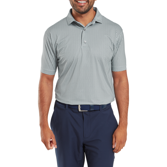 FootJoy Houndstooth Geo Lisle Golf Polo Shirt - Grey