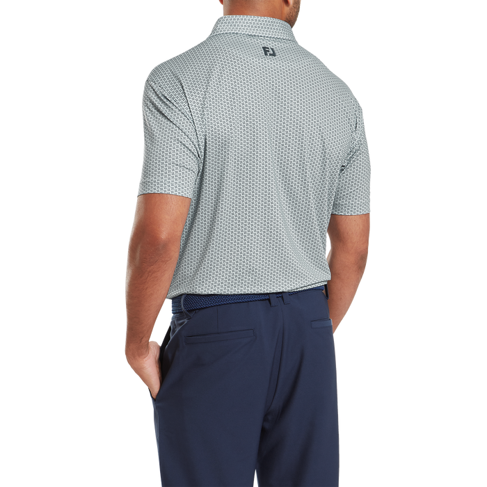 FootJoy Houndstooth Geo Lisle Golf Polo Shirt - Grey