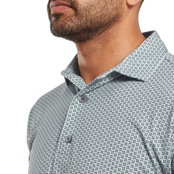 FootJoy Houndstooth Geo Lisle Golf Polo Shirt - Grey