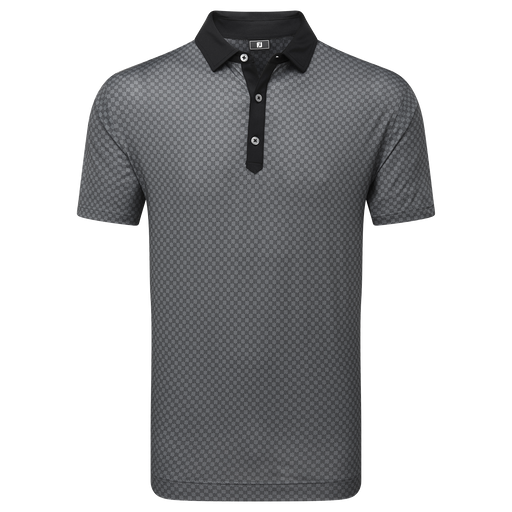 FootJoy Checker Print Lisle Golf Polo Shirt - Black/White