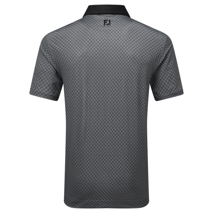 FootJoy Checker Print Lisle Golf Polo Shirt - Black/White