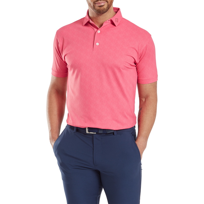 FootJoy Speckle Print Lisle Golf Polo Shirt - Pink Lemonade