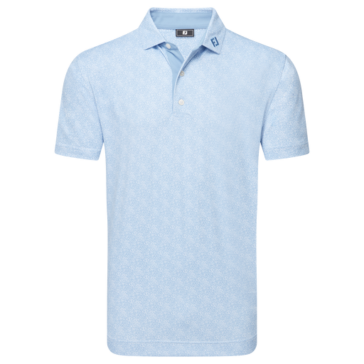 FootJoy Speckle Print Lisle Golf Polo Shirt - Blue Jay/White