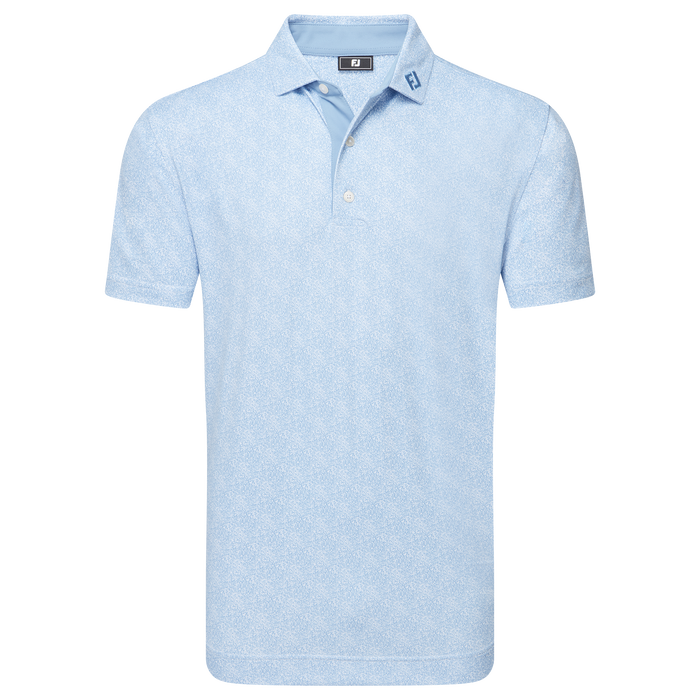 FootJoy Speckle Print Lisle Golf Polo Shirt - Blue Jay/White