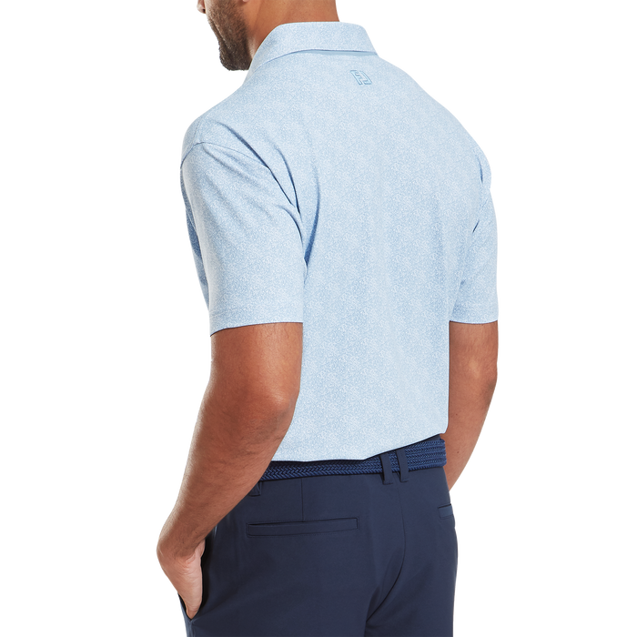 FootJoy Speckle Print Lisle Golf Polo Shirt - Blue Jay/White