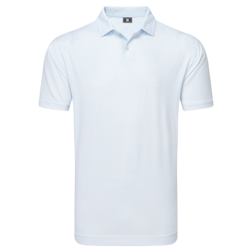 FootJoy Irongate Print Lisle Golf Polo Shirt - White with Skyway