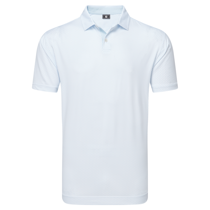 FootJoy Irongate Print Lisle Golf Polo Shirt - White with Skyway