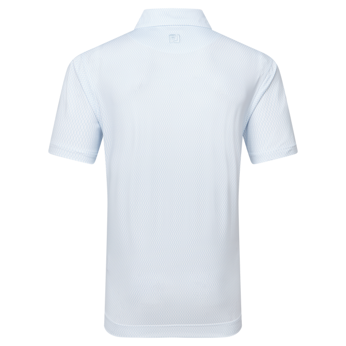 FootJoy Irongate Print Lisle Golf Polo Shirt - White with Skyway