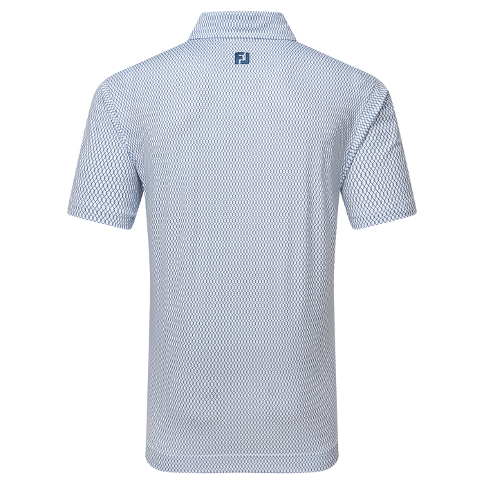 FootJoy Irongate Print Lisle Golf Polo Shirt - White/Navy