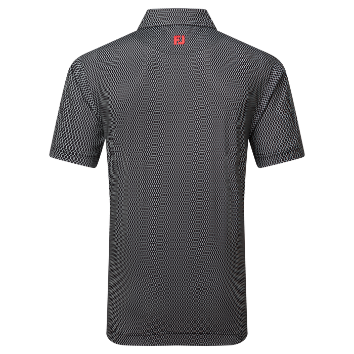 FootJoy Irongate Print Lisle Golf Polo Shirt - Black/White