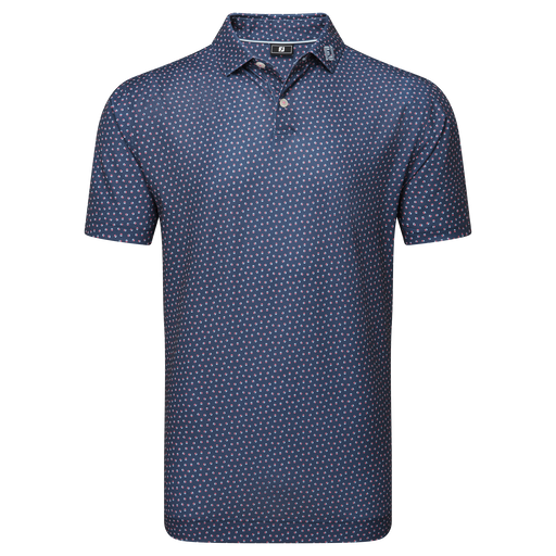 FootJoy Bounce Print Pique Golf Polo Shirt - Dark Denim