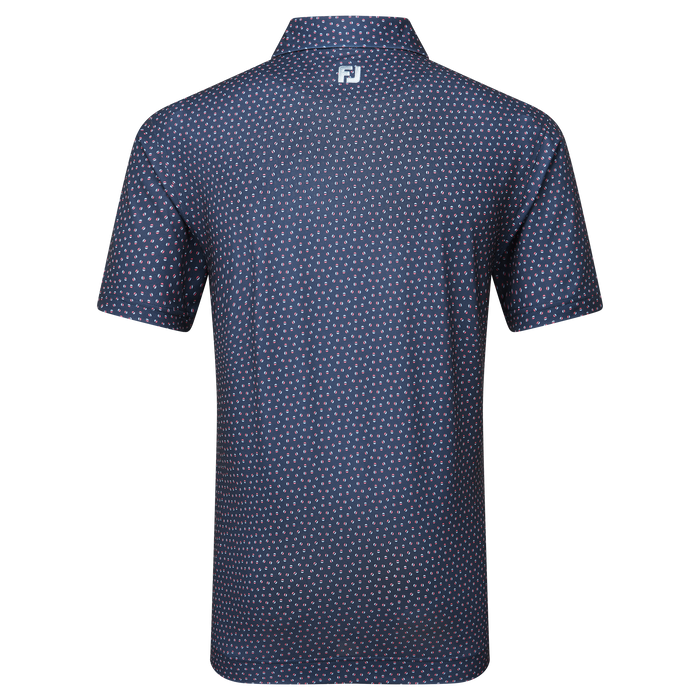 FootJoy Bounce Print Pique Golf Polo Shirt - Dark Denim