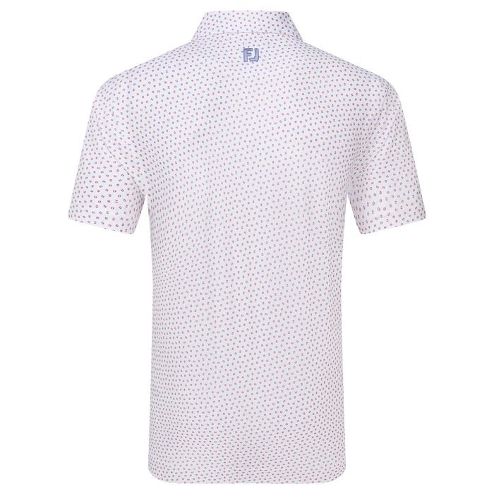 FootJoy Bounce Print Pique Golf Polo Shirt - White/Hibiscus/Flint