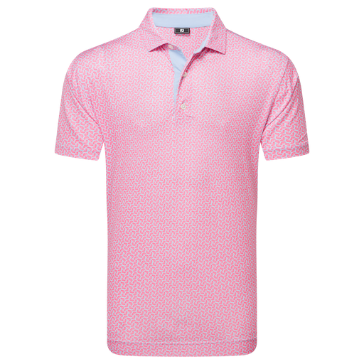 FootJoy Citrus Print Lisle Golf Polo Shirt - Pink Lemonade/Skyway