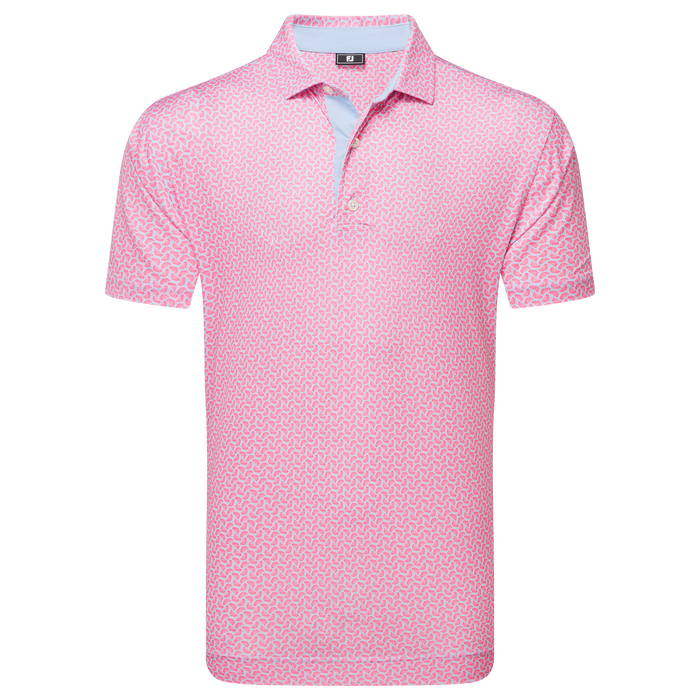 FootJoy Citrus Print Lisle Golf Polo Shirt - Pink Lemonade/Skyway