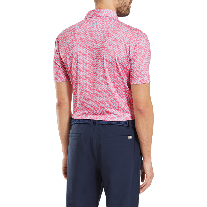 FootJoy Citrus Print Lisle Golf Polo Shirt - Pink Lemonade/Skyway