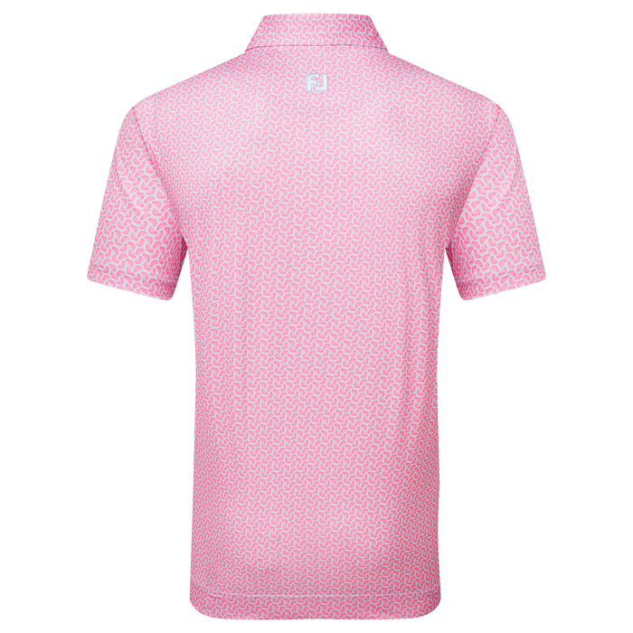 FootJoy Citrus Print Lisle Golf Polo Shirt - Pink Lemonade/Skyway