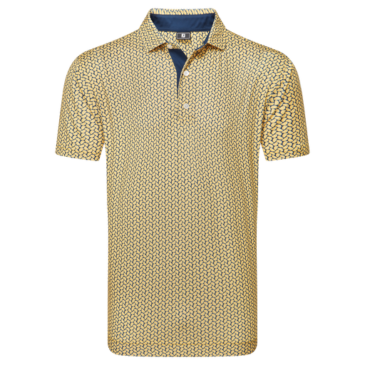 FootJoy Citrus Print Lisle Golf Polo Shirt - Taxi/Navy