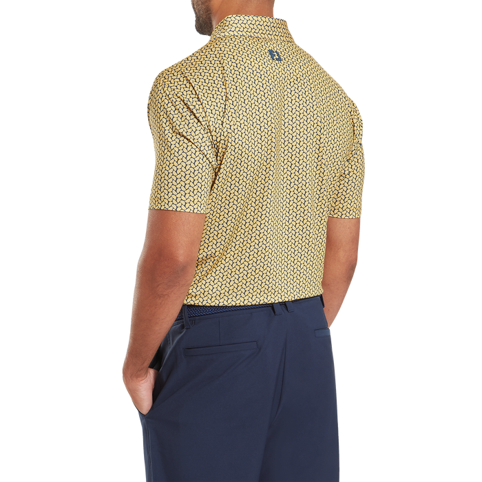 FootJoy Citrus Print Lisle Golf Polo Shirt - Taxi/Navy