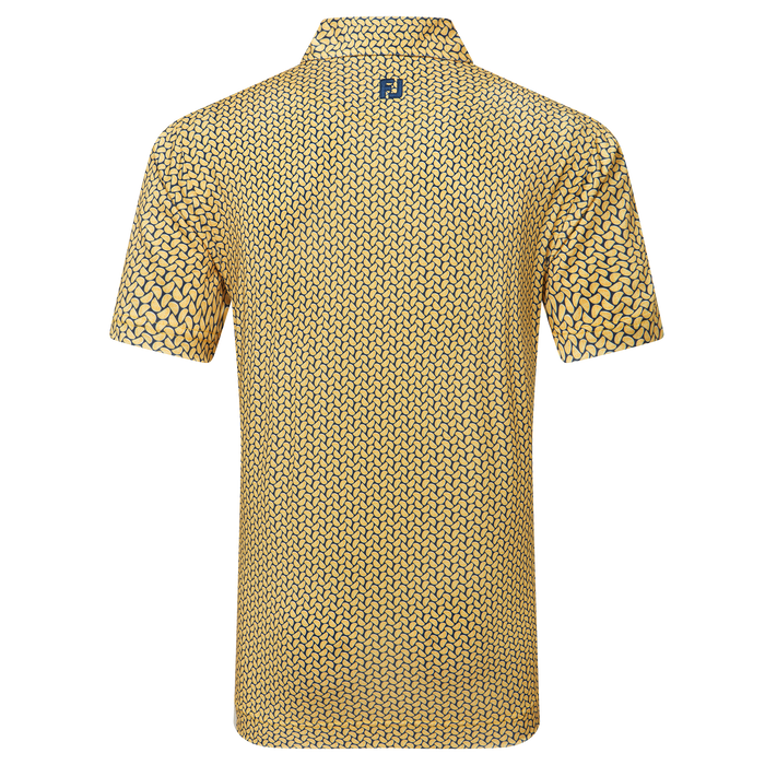 FootJoy Citrus Print Lisle Golf Polo Shirt - Taxi/Navy