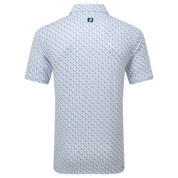 FootJoy Figure Print Lisle Golf Polo Shirt - White/Navy