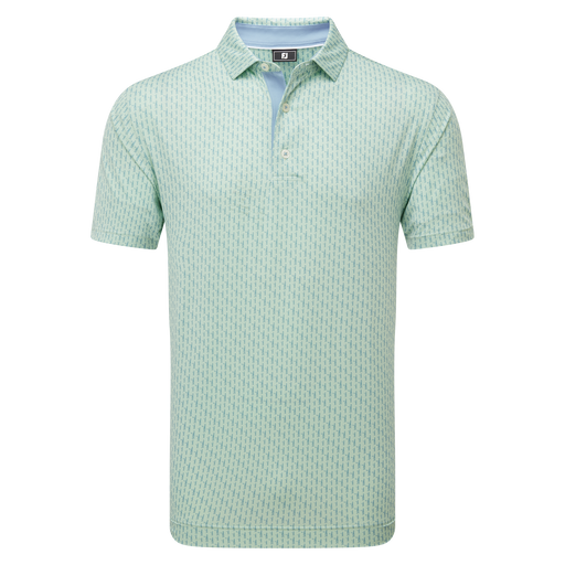 FootJoy Figure Print Lisle Golf Polo Shirt - Pistachio/Blue Jay