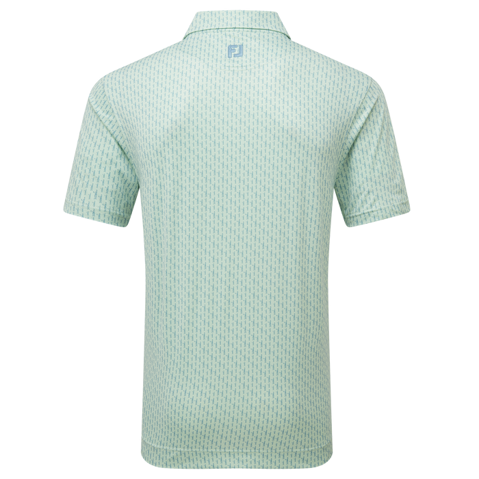 FootJoy Figure Print Lisle Golf Polo Shirt - Pistachio/Blue Jay