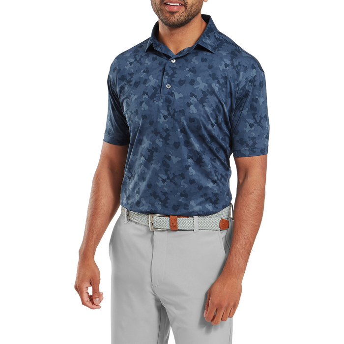 FootJoy Pop Camo Lisle Golf Polo Shirt - Dark Denim