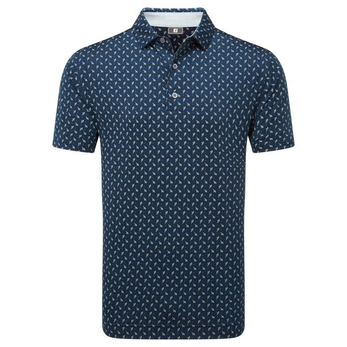 FootJoy Flower Bud Foulard Lisle Golf Polo Shirt - Navy