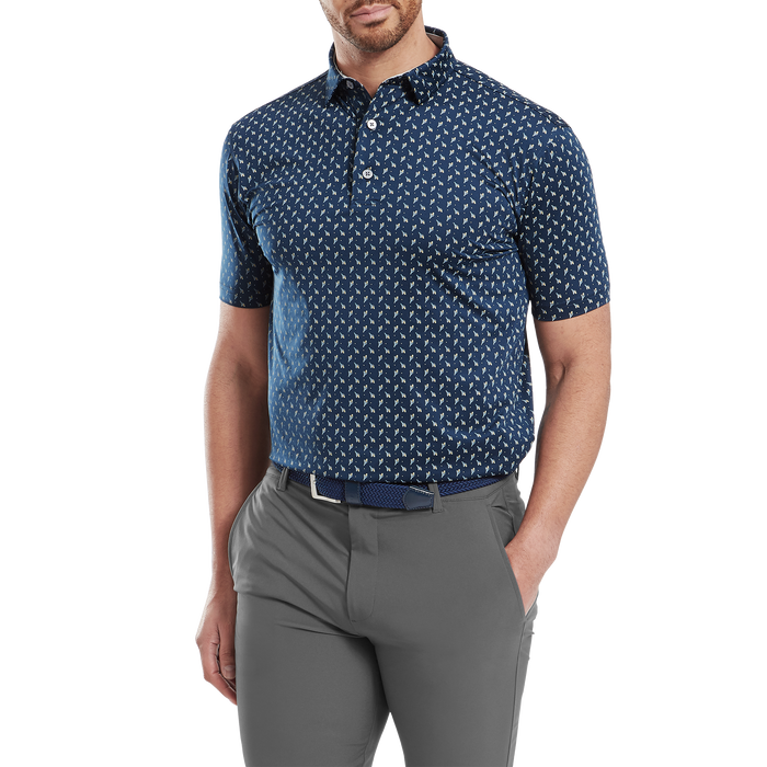 FootJoy Flower Bud Foulard Lisle Golf Polo Shirt - Navy