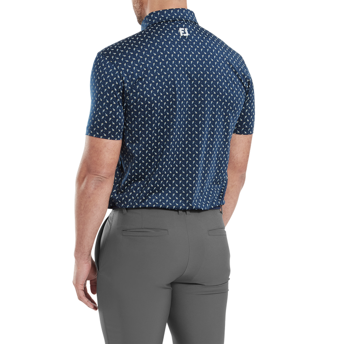 FootJoy Flower Bud Foulard Lisle Golf Polo Shirt - Navy