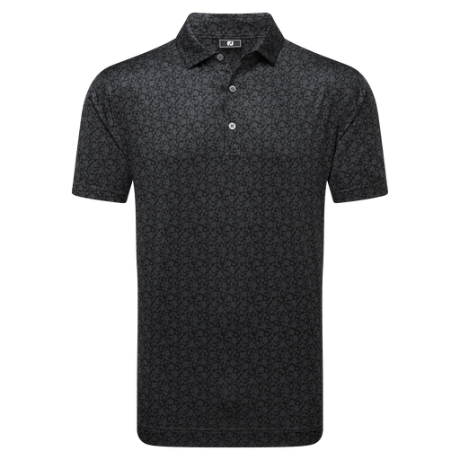 FootJoy Painted Floral Lisle Golf Polo Shirt - Black