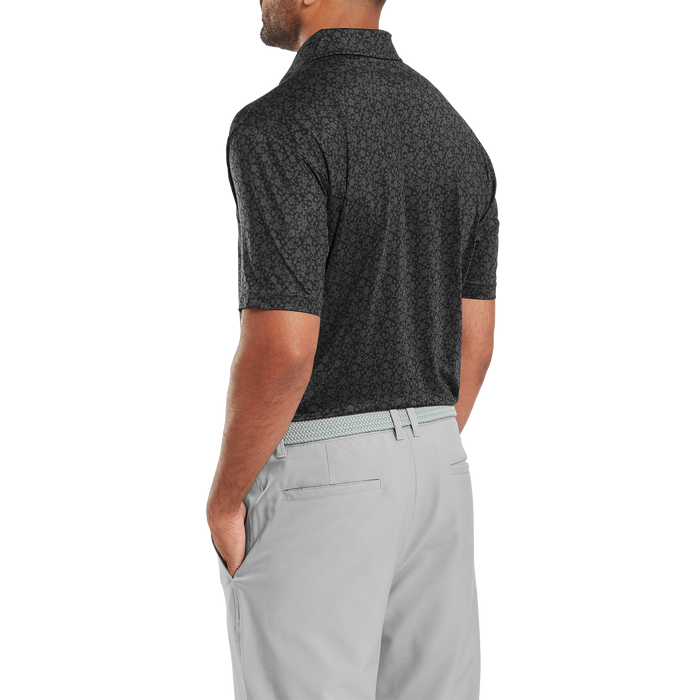 FootJoy Painted Floral Lisle Golf Polo Shirt - Black