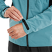 FootJoy ARCUS waterproof golf jacket in teal, showing a close-up of the adjustable Velcro cuff and branded sleeve detail.