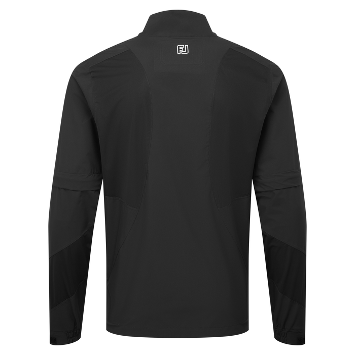 back of black FootJoy Hydrolite X Golf Rain Shirt with sleeves