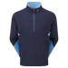 front of FootJoy Hydrolite X Golf Rain Shirt in navy and blue with sleeves