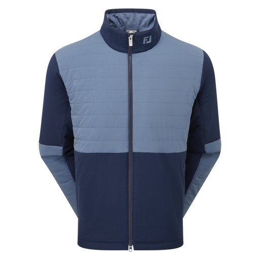 FootJoy ThermoSeries Insulated Men's Jacket in midnight navy and blue showing full front zip