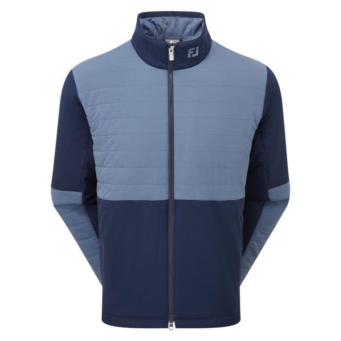 FootJoy ThermoSeries Insulated Men's Jacket in midnight navy and blue showing full front zip