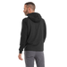 Back view of a black FootJoy ThermoSeries Hybrid men's golf hoodie with a quilted back panel and hood.
