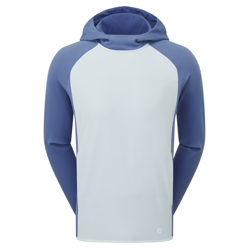 FootJoy ThermoSeries Hybrid Men's Golf Hoodie in light blue and navy from the front