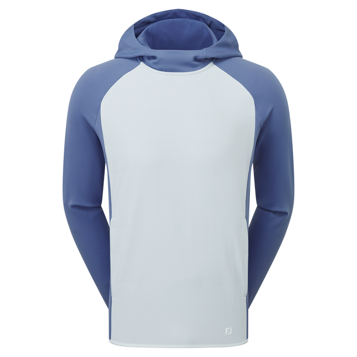 FootJoy ThermoSeries Hybrid Men's Golf Hoodie in light blue and navy from the front