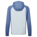 back of the FootJoy ThermoSeries Hybrid Men's Golf Hoodie in light blue with navy sleeves and hood